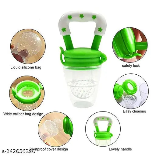 Nibbler for Babies | Pacifier for Newborn Baby | Silicone Fruit & Juice Feeder with Cover Pack of 2